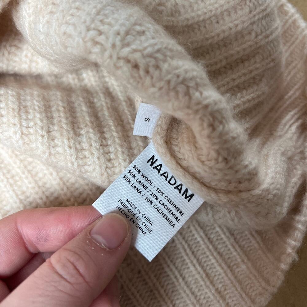 Naadam Merino Wool Cashmere Fisherman Turtleneck Winter White Women's size Small - Picture 3 of 7